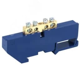 Шина "N" нулевая с синим изолятором на DIN-рейку 6x9 мм стойка бол. 4 группы, REXANT