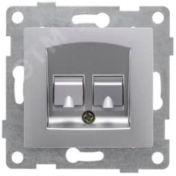 Розетка компьютерная RJ45 Bravo, механизм, одинарный, серебро