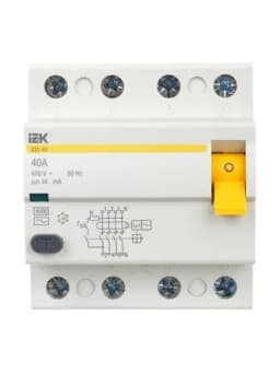 Выключатель дифференциального тока (УЗО) 4п 40А 30мА тип AC ВД1-63 KARAT IEK MDV10-4-040-030