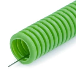 Труба гофрированная ПВХ лёгкая 350 Н зелёная с/з d20 мм (100м/4800м уп/пал) Промрукав