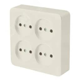 Розетка четырехместная квадратная б/з 250В 10А серия София слоновая кость STEKKER