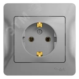GLOSSA Розетка с заземлением в сборе алюминий Systeme Electric