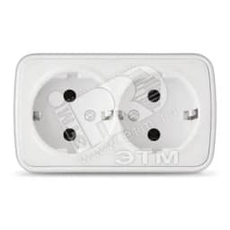 Розетка Электра двойная с заземлением белая