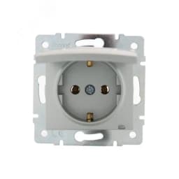 KARINA Розетка с/з с крышкой ПБТ матовое серебро (10шт/120шт)