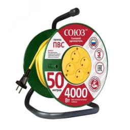 Удлинитель силовой ТМ Союз на катушке 4 гнезда 4000 Вт 50м