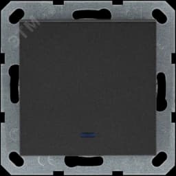 Выключатель одноклавишный проходной со светодиодом 10A 250V~ с накладкой, цвет Антрацит Jasmart