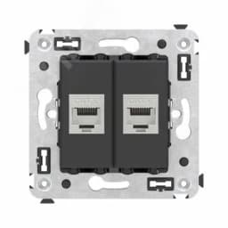Avanti Компьютерная розетка RJ-45 без шторки в стену, кат.6 двойная экранированная, Черный матовый DKC
