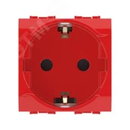 BRAVA Розетка 2 модуля с заземлением со шторками  красная (10 шт)