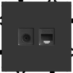 Розетка TV компьютерная RJ45 механизм STEKKER RST00510605 серия Эмили черный уголь soft touch 49846