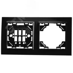 Рамка двухместная горизонтальная, Эрна, черный Stekker