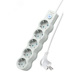 Удлинитель 3м, ПВС 3х0.75 5 гнезд, заземление, выключатель 10А белый