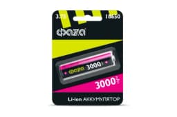 Аккумулятор 18650 3.7В Li-Ion 3000мА.ч без платы защиты ФАZА 5004757