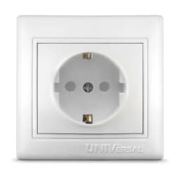 Розетка 1-м СП Севиль 16А IP32 с заземл. защ. шторки бел. UNIVersal С0049