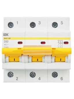 Выключатель автоматический модульный 3п D 80А 10кА ВА47-100 KARAT IEK MVA40-3-080-D