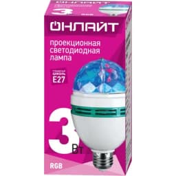 Лампа светодиодная 61 120 OLL-DISCO-3-230-RGB-E27 3Вт ОНЛАЙТ 61120