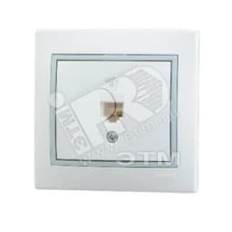 Мира Розетка RJ 11 белый с вставкой серый