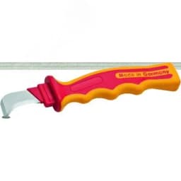 Нож для снятия изоляции с пяткой VDE 1000В 40х195 мм, рукоятка SoftGripp