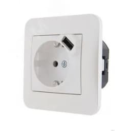 KARINA Розетка с/з + USB разъём жемчужно-белый перламутр (10шт/120шт) Lezard