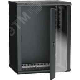 Шкаф настенный 19" LINEA W 18U 600x450мм стеклянная дверь RAL9005
