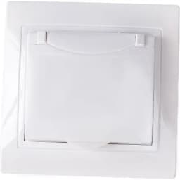 Розетка 1-м СП Кварта РСбш10-3-КБ 16А IP20 с заземл. защ. шторки с крышкой бел. IEK ERK12-K01-16-DM