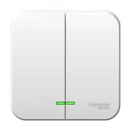 Выключатель наружный двухклавишный BLANCA (cх.5) с подстветкой, монт.пл., 6А, 250В, белый