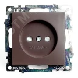 Розетка одноместная с защитной шторкой (механизм) б/з, 250В, 10А, серия Катрин, шоколад Stekker