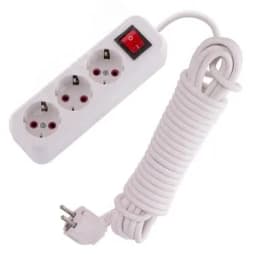 Удлинитель с заземлением 3 входа 7 метров с выключателем