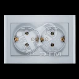 Розетка Бриллиант двойная с заземлением серебро