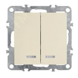 Выключатель 2-клавишный с индикатором (механизм), серия Эрна, , слоновая кость