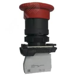 Выключатель кнопочный КМЕ 5102м -Ф УХЛ3, красный, 0но+2нз, гриб с фиксацией, IP40