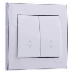 RAIN Выключатель проходной двойной белая с боковойвставкой хром