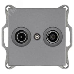 Розетка TV+FM9.5 мм оконечная с накладкой, цвет Алюминий