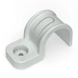 Крепеж-скоба пластиковая односторонняя для прямого монтажа атмосферостойкая серая в п/э d25 мм (50шт/450шт уп/кор) Промрукав