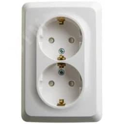 ЭТЮД Розетка угловая двойная наружная с заземлением со шторками 16А 250B белый Systeme Electric