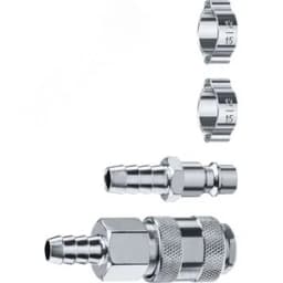 Набор (штуцер "елочка" 10 мм - рапид муфта) + (рапид штуцер-штуцер "елочка" 10 мм) + (обжимные хомуты 2 шт) Профессионал ЗУБР