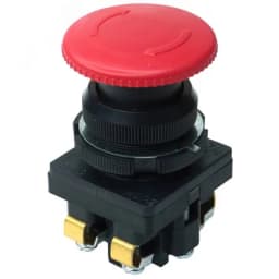 Выключатель кнопочный КЕ-201 У2 исп.2, красный, 1з+1р, гриб с фиксацией, IP54, 10А, 660В