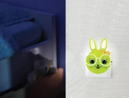 Светильник светодиодный NL-241 «Зайцы очкарики» 220В ночник с выкл. зел. Camelion 13816