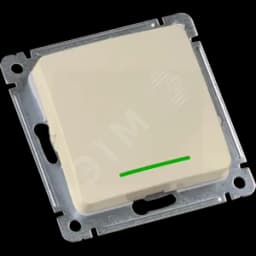 MASTER Переключатель одноклавишный с индикацией, скрытой установки, в рамку, слоновая кость