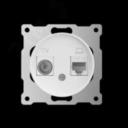 Розетка двойная антенна/компьютер TV/RJ45 кат.5e, цвет белый (серия Florence) 7700245 ССТ