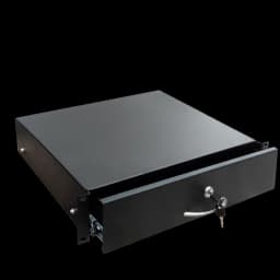 Выдвижная полка (ящик) 19", 2U, для тех. документации и инструментов, с ключом, черный SYSMATRIX RD 0302.900