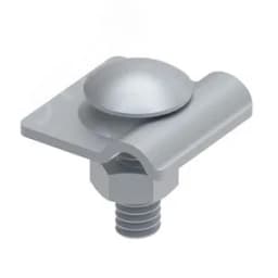 Зажим крепежный для соединения прутка 6-10 мм с элементами конструкций. Монтаж с помощью болта с плоской головкой M10X35. Материал - горячеоцинкованная сталь.