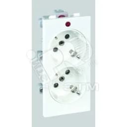 Connect Розетка двойная с заземлением 16А 250В CIMA-модуль 52x108 мм SC белый