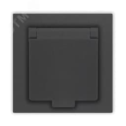 Розетка одноместная с крышкой UNIVersal серия Афина с/з, с/у, 16А, 220В, графит (еврослот), механизм Универсал