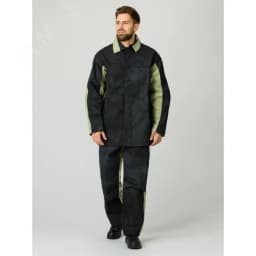 Костюм сварщика зимний комбинированный 2 кл.защиты (тк.Брезент,550/Спилок S=2,3), черный/бежевый 64-66/182-188