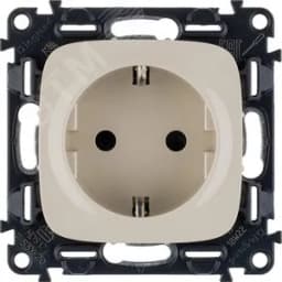 Valena ALLURE Розетка силовая 2К+З 16А 250В со шторками безвинтовые зажимы с лицевой панелью слоновая кость Legrand Euro