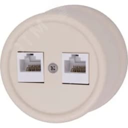 Розетка Лизетта RJ45 информационная двойная, пластик, цвет Песочное золото Bironi