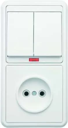 Блок БКВР-213 Бэлла (2-кл. выкл. с инд. + розетка) бел. Кунцево 5829