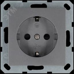 Розетка Schuko с защитными шторками 16A 250V~ 2P+T, цвет Алюминий