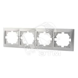 DERIY Рамка 4-ая горизонтальная Серебристый металлик Lezard