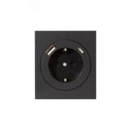 Розетка STRONG одинарная с/з скрытой установки з/ш 16А с USB A+C быстрой зарядки 5В/3А механизм антрацит REXANT